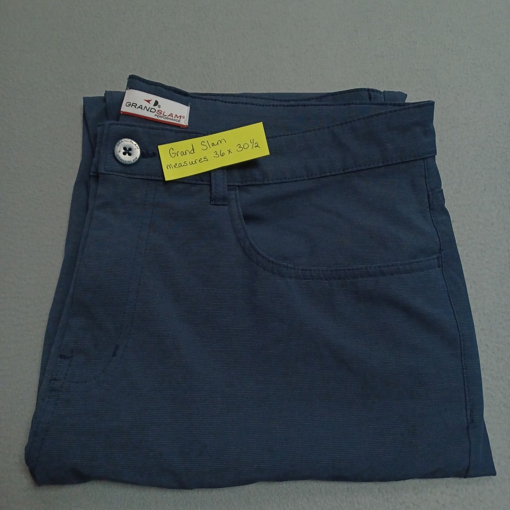 Grand Slam Golf Pants Mens 36x32 Blue Performance Stretch Five-Pocket Trousers - Picture 13 of 13